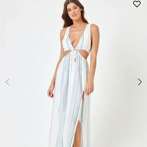 L*Space White and Blue Maxi Dress